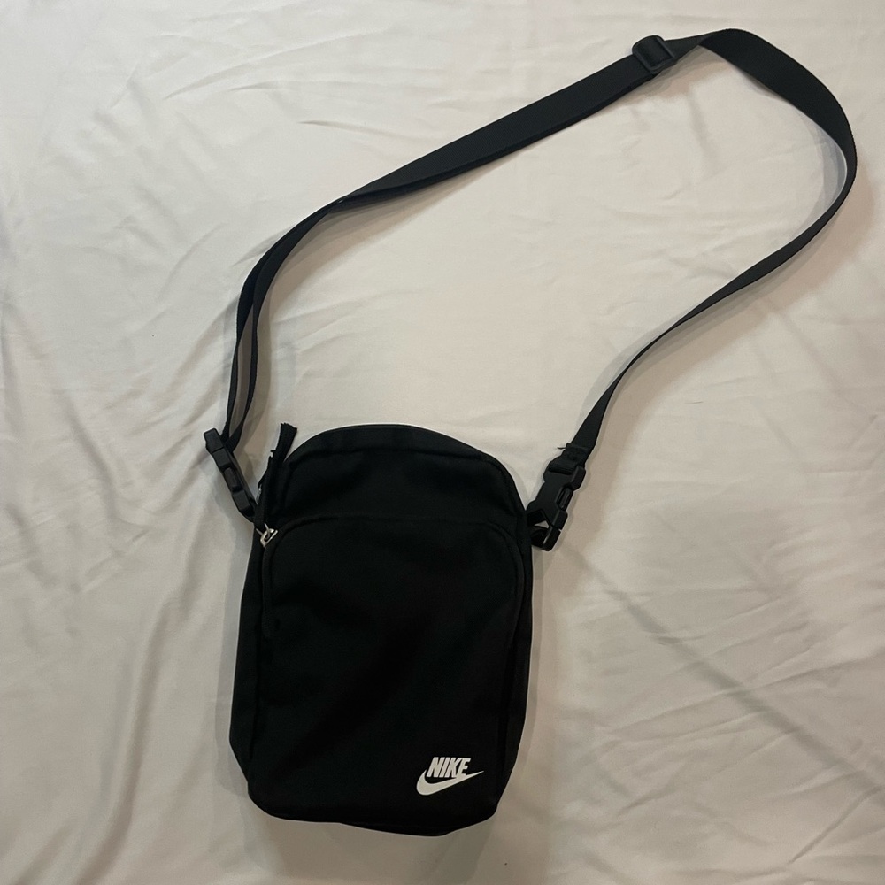 Nike Black Small Crossbody Sling Bag with White Logo